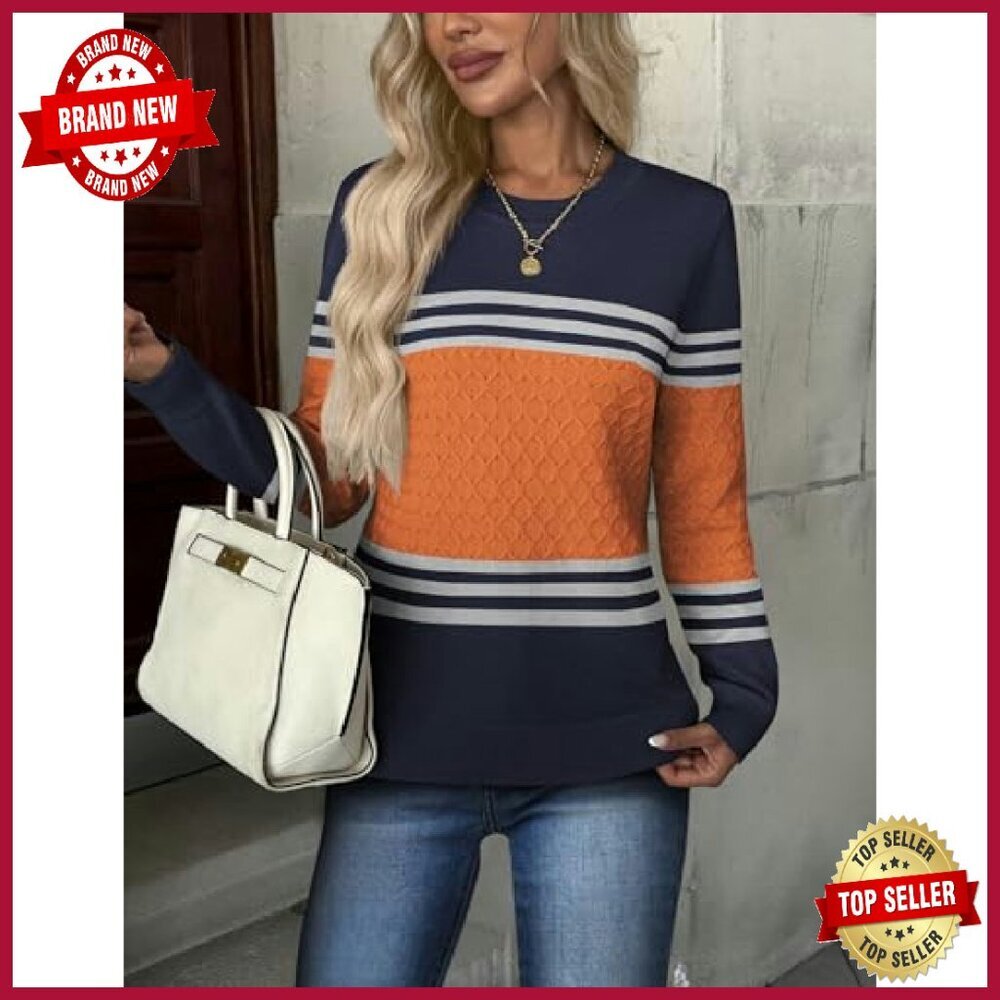 Soft Crewneck Pullover Sweater, Viscose Blend, Fall Casual Wear - Picture 3 of 8